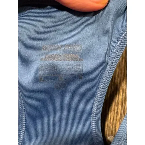 Nike Womens Dri-Fit Racer Back Sports Bra Swoosh Pullover Stretch Blue Size M - Picture 5 of 5